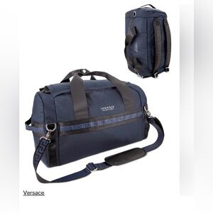 Versace Dark Blue Duffel Bag with Black Accents